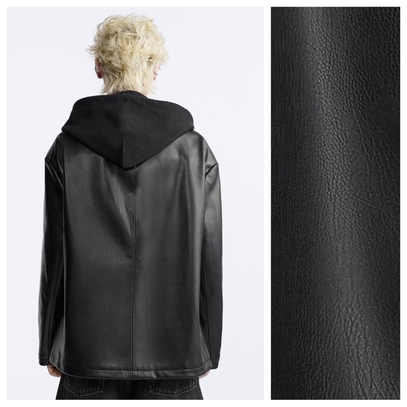 NWT. Zara Man Limited Edition Black Faux Leather Oversized Blazer. Size S. - Picture 4 of 9